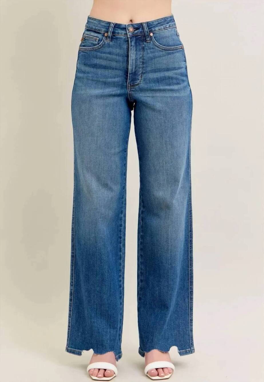 NEW JUDY BLUE tummy control hem jeans in blue